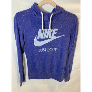 Nike Sweater Womens Small Blue White Swoosh Sweatshirt Hooded Hoodie Ladies.